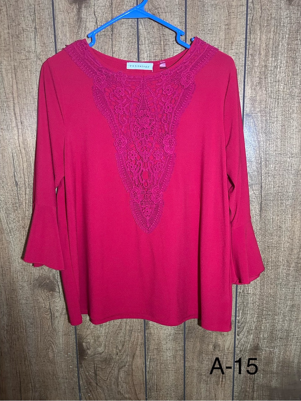 Petite Sophisticate Raspberry Crochet-Trim Blouse